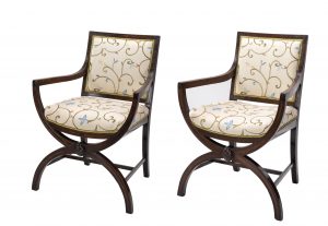 A Pair of 19th Century Curule Armchairs in the Manner of Thomas Hope