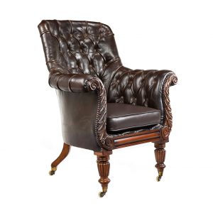 Gillows late George IV early William IV leather library chair